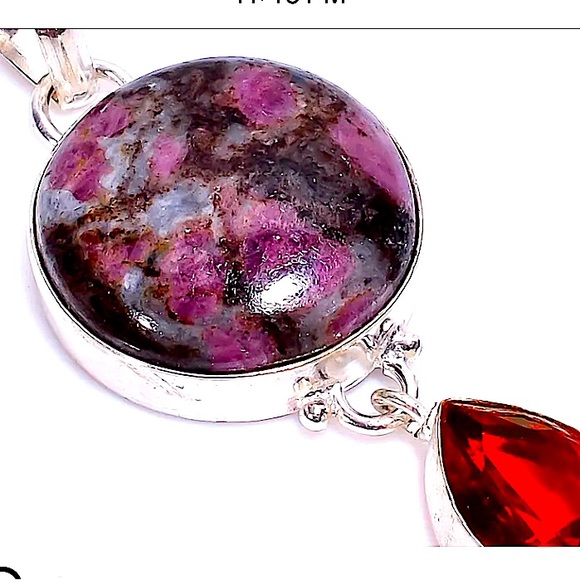 Garnet and Ruby zoisite pendant sterling silver 925 - Picture 4 of 8